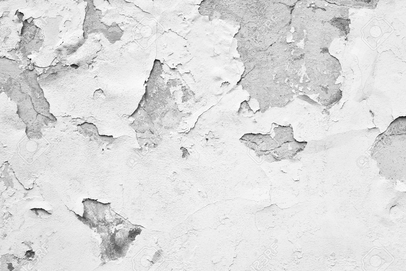 Old Wall With White Paint Peeling Off Texture In Black And White