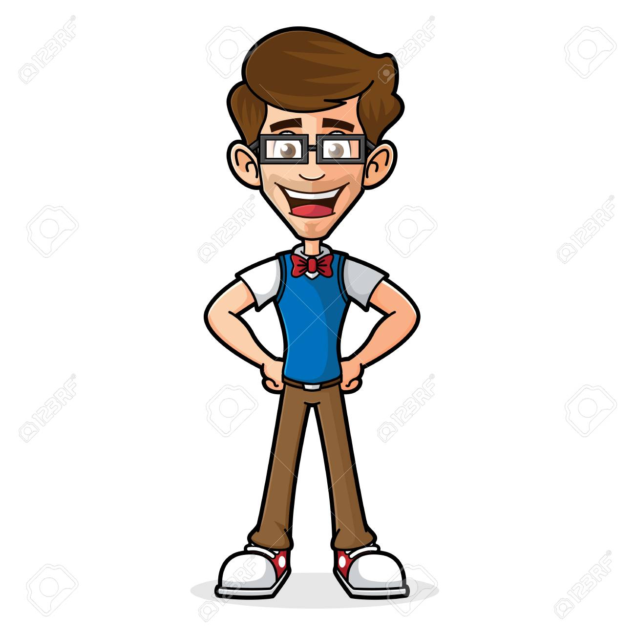 オタク男のポーズと笑顔 のイラスト素材 ベクタ Image