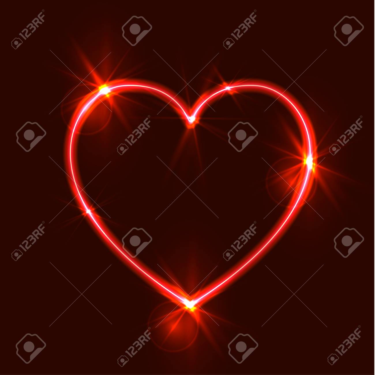 vector glowing heart glares abstract light bright red love symbol