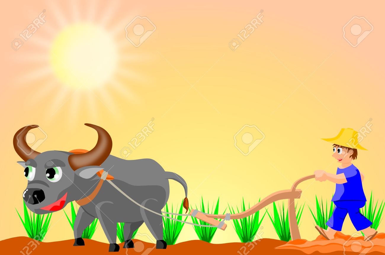 田植えの農夫のイラスト素材 ベクタ Image