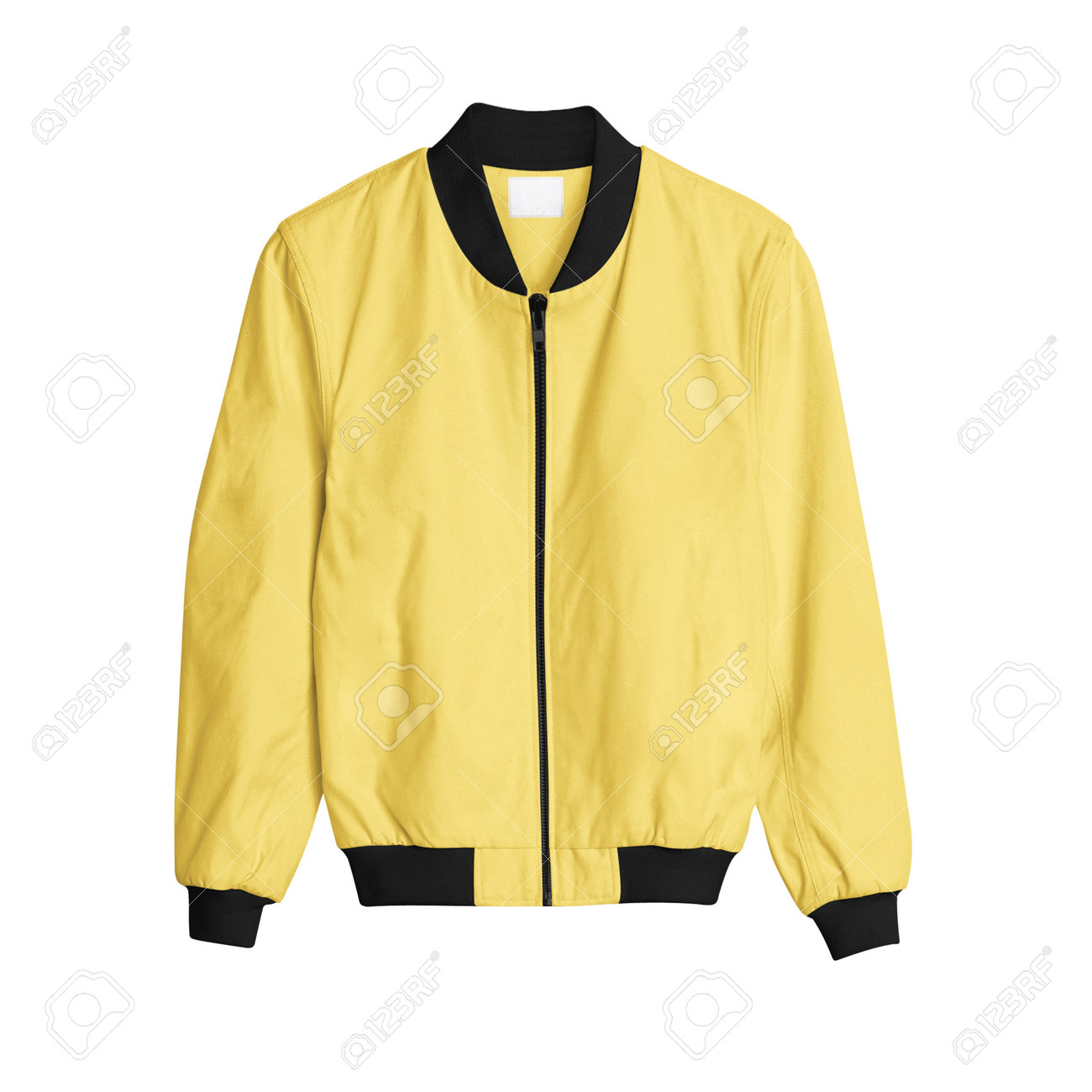 Download A Front View Bomber Jacket Mockup In Lemon Zest Color For Creating A Gorgeous And Believable Hoodie Template Stock Photo Picture And Royalty Free Image Image 161384451