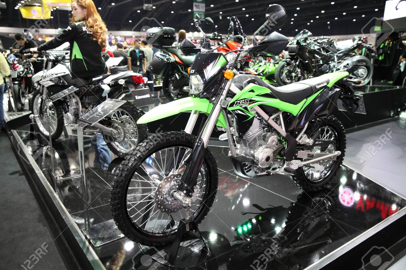 Bangkok December 11 Kawasaki Klx 150 Bf Motorcycle On Display Stock Photo Picture And Royalty Free Image Image 49677680