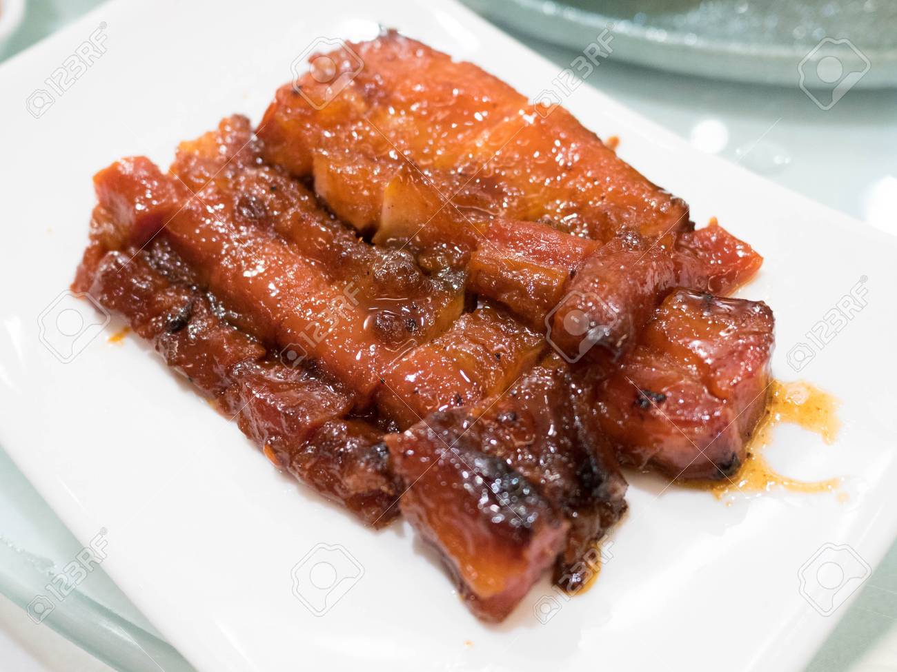 Siu 中国の赤いロースト ポーク バーベキューをチャーします の写真素材 画像素材 Image
