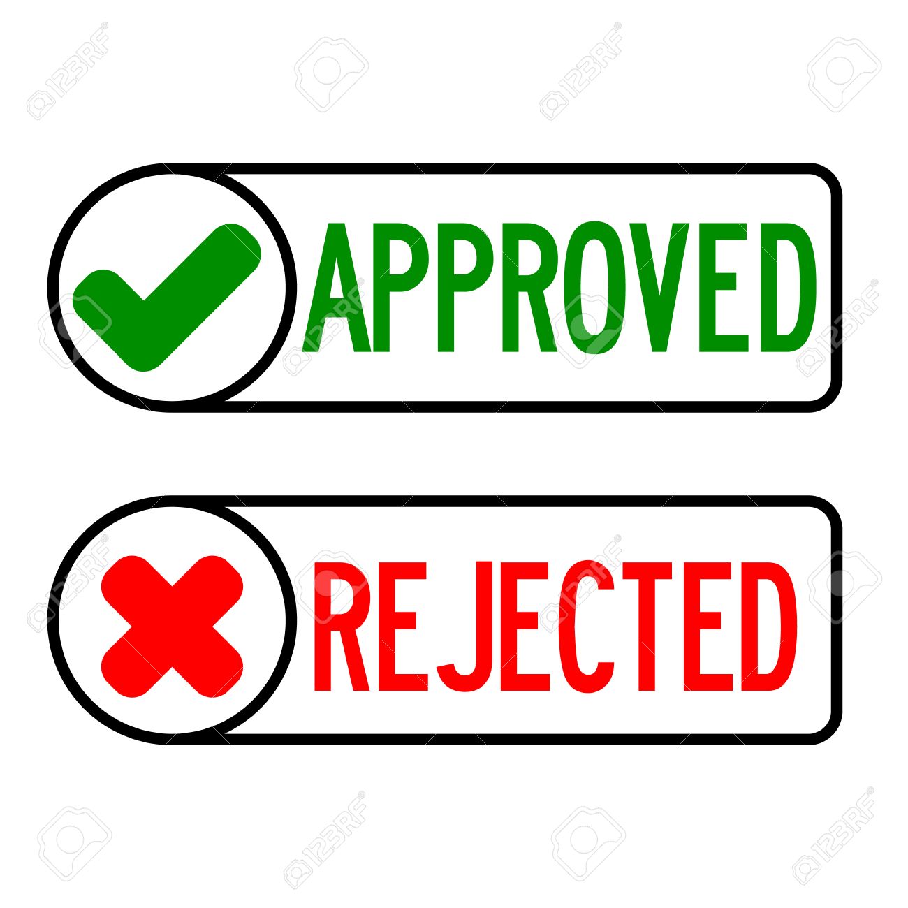 approve and reject icon on white background reject