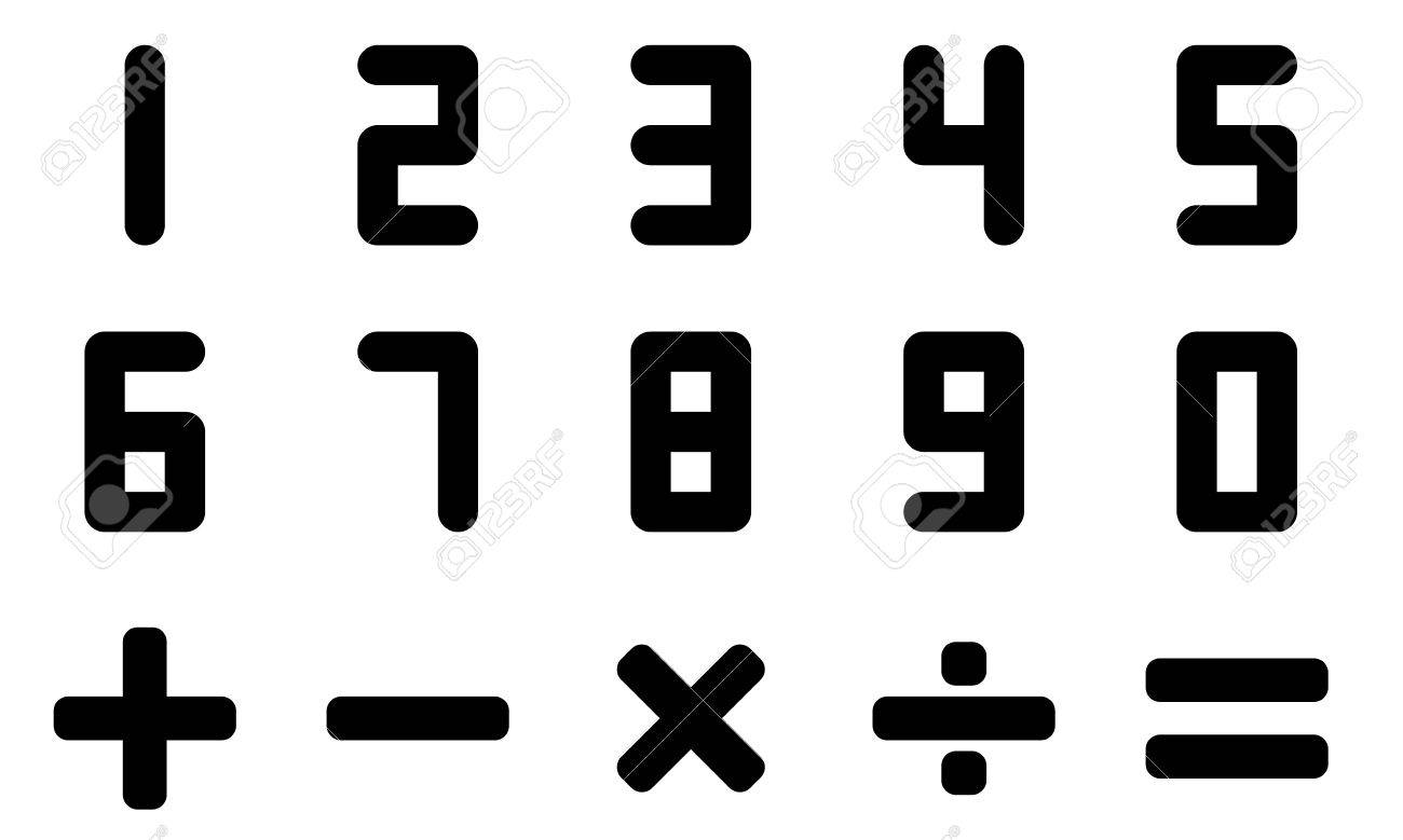黒い色の数と数学記号 のイラスト素材 ベクタ Image