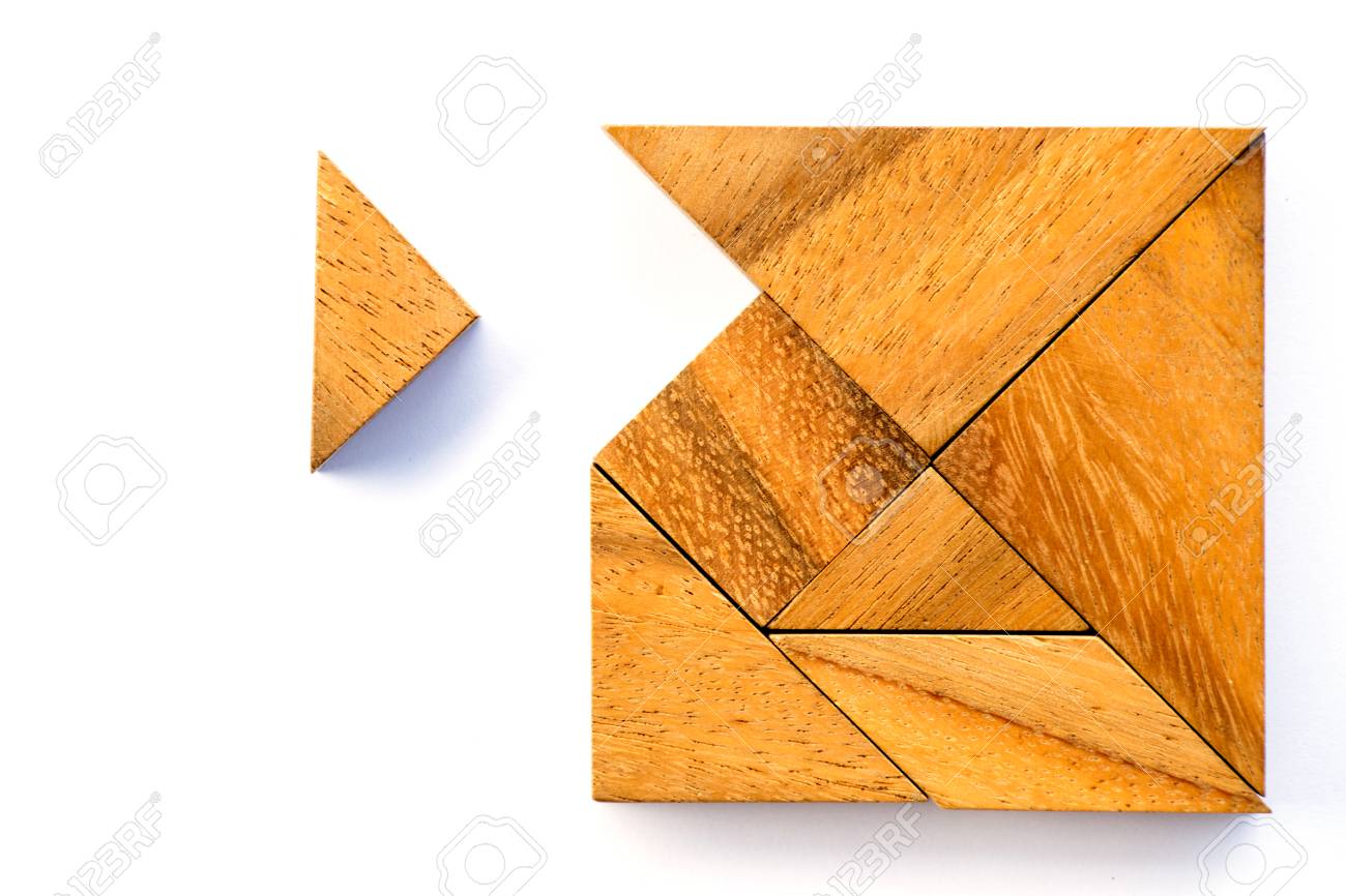 Wooden tangram puzzle in square shape wait for fulfill on white background - 78617441 Wooden tangram puzzle in square shape wait for fulfill on white background - 78617441