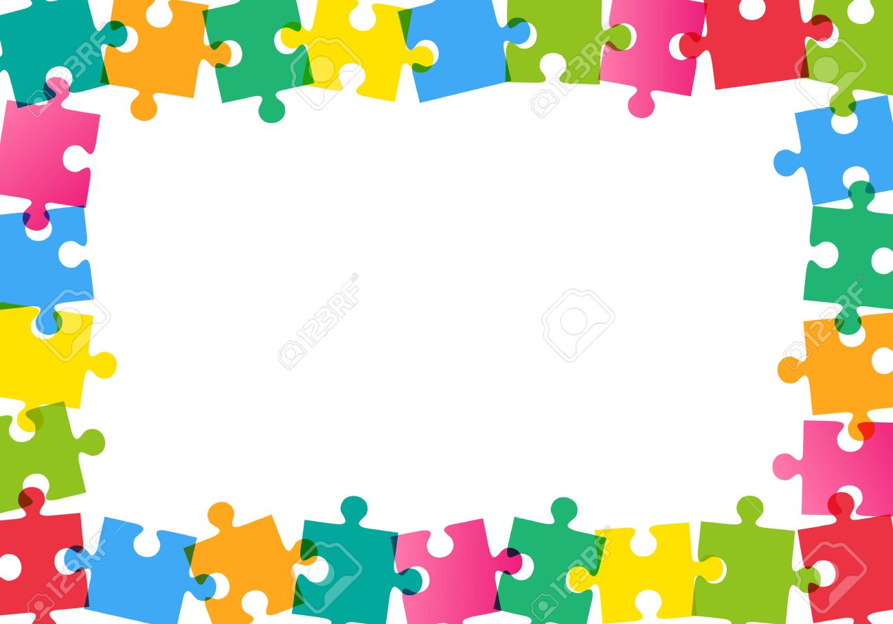 白地にカラフルなパズル フレームのイラスト素材 ベクタ Image