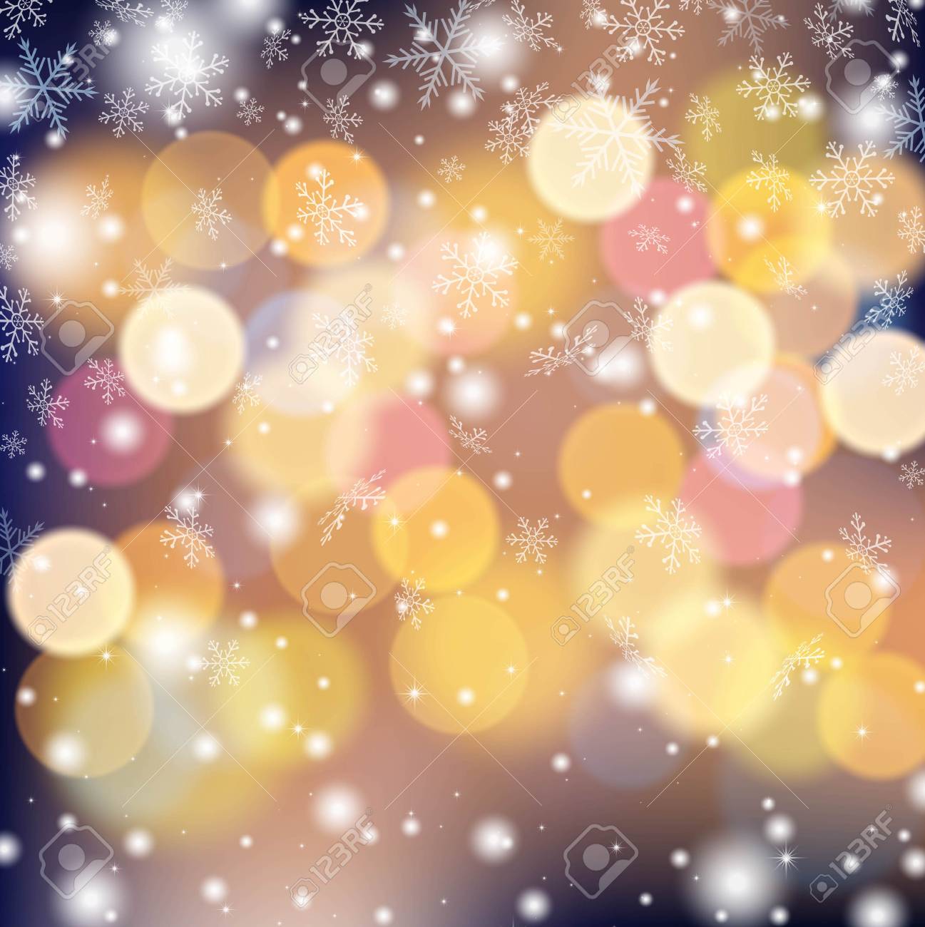 カラフルなイルミネーションの背景に雪の結晶 のイラスト素材 ベクタ Image