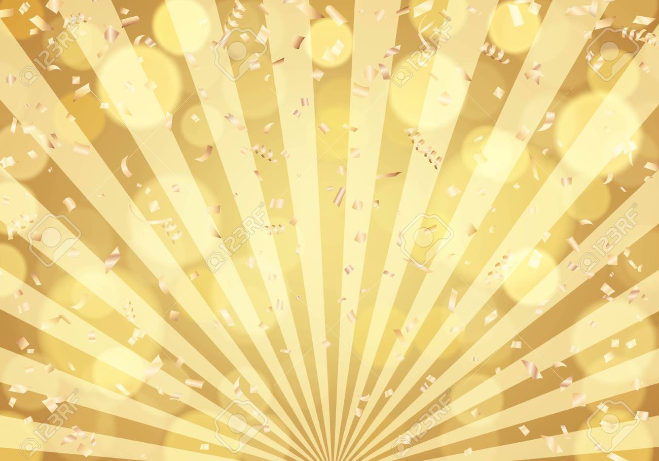 Gold Confetti On Golden Sunburst Background Vector Illustration Royalty Free Cliparts Vectors And Stock Illustration Image 94457805