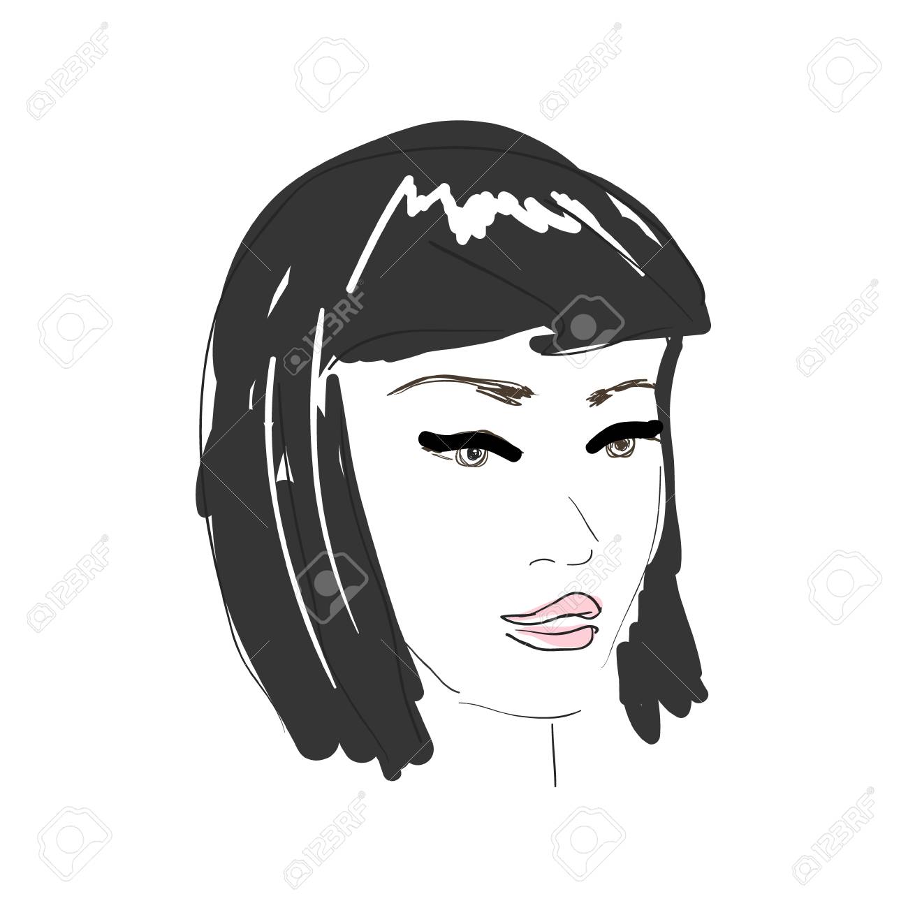 Vector Hand Drawn Trendy Fashion Illustration Young Glamourous