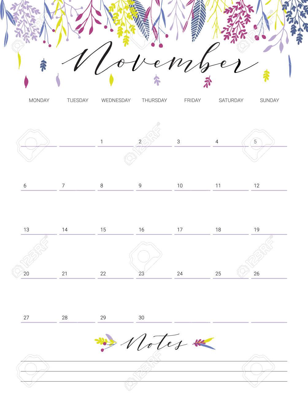 november calendar print