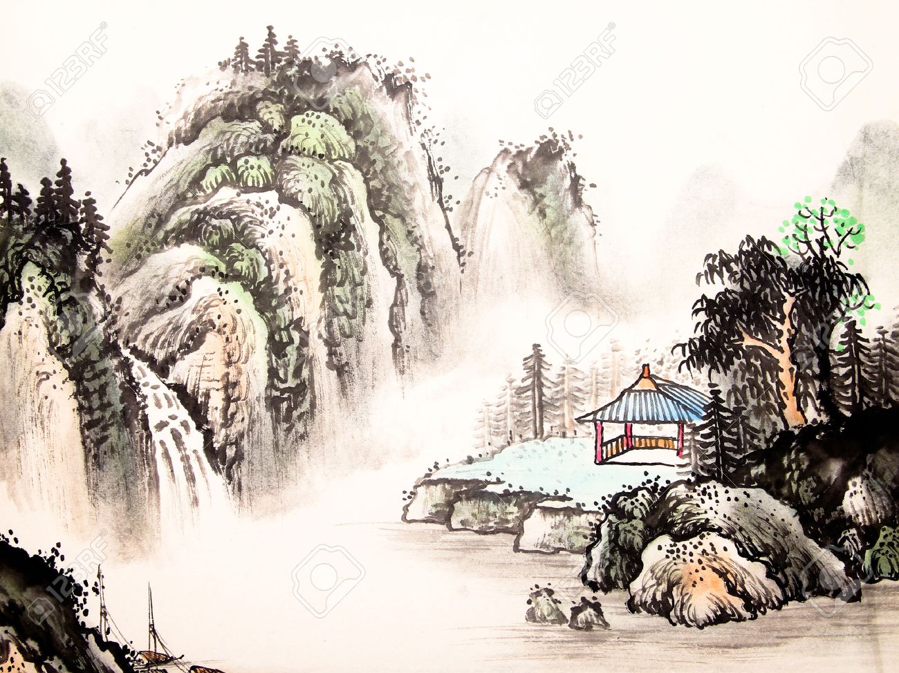 chinese landscape watercolor painting