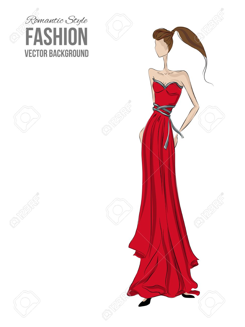 Fashion model. Sketch silhouette. Vector draw model. Vector fashion..