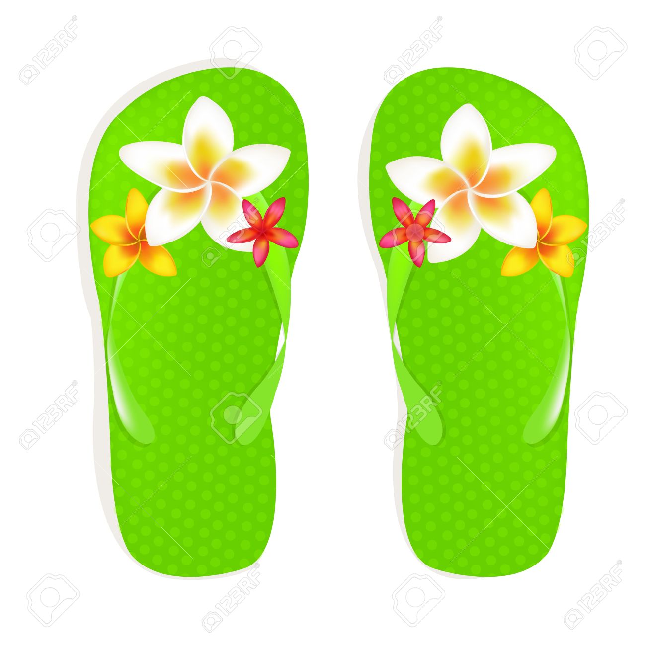 white flower flip flops