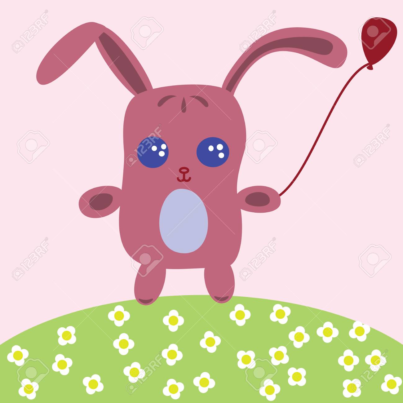 バルーンでかわいいうさぎのイラストのイラスト素材 ベクタ Image