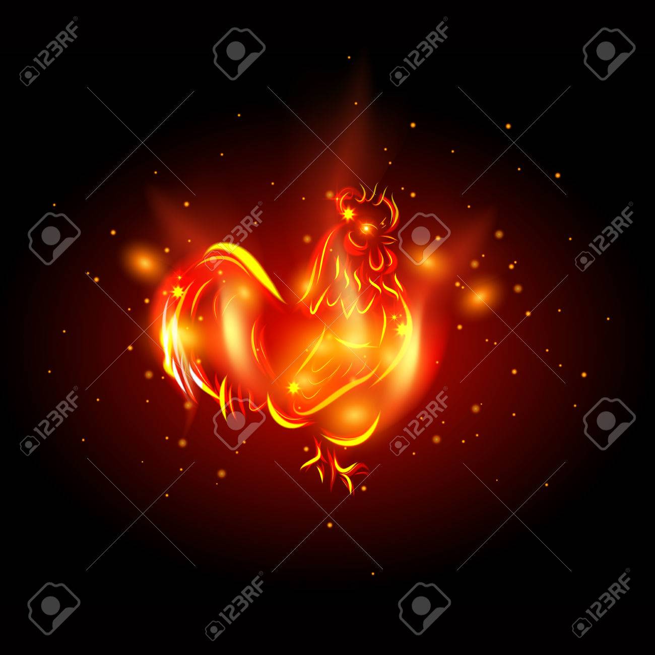 酉 17 Red 火酉 中国のカレンダーで新しい年 17 のシンボル 酉の抽象的なイラストのイラスト素材 ベクタ Image