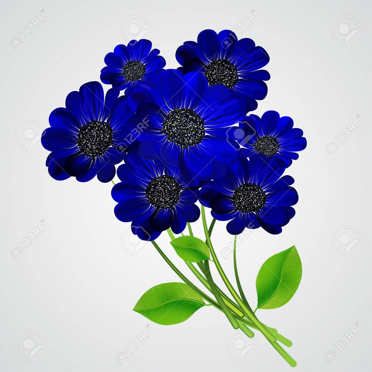 A Bouquet Of Blue Flowers Isolated On A White Background Royalty ...