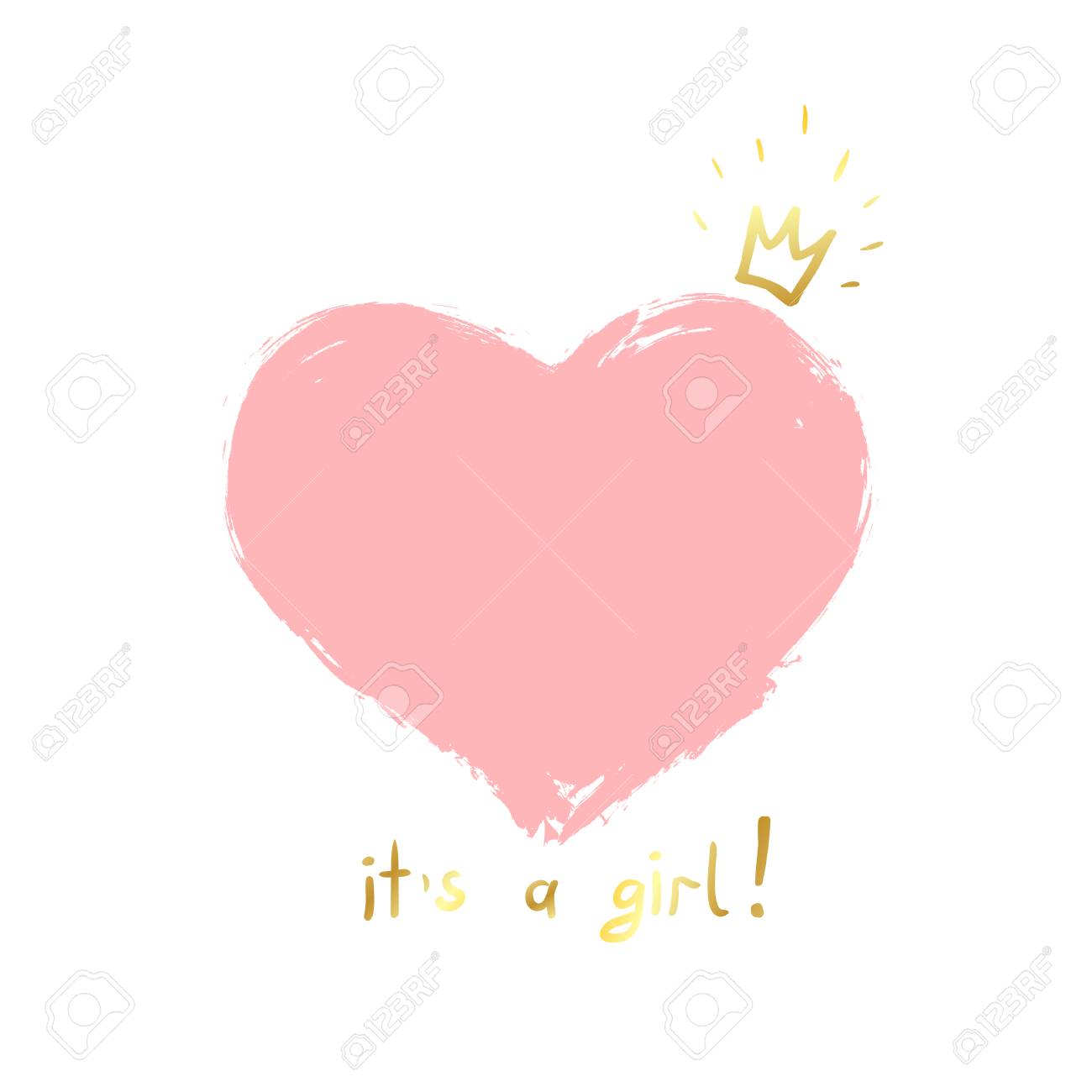 baby girl birth announcement baby card design with a pink heart announcement of a baby girl