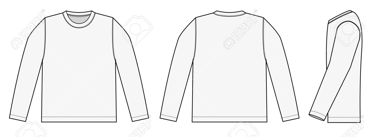長袖tシャツイラスト ホワイト サイド のイラスト素材 ベクタ Image