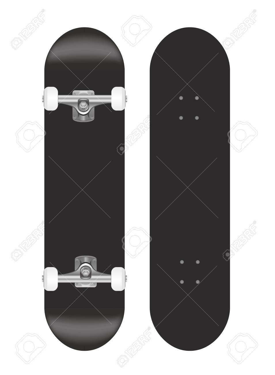 skateboard vector template illustration black skateboard template