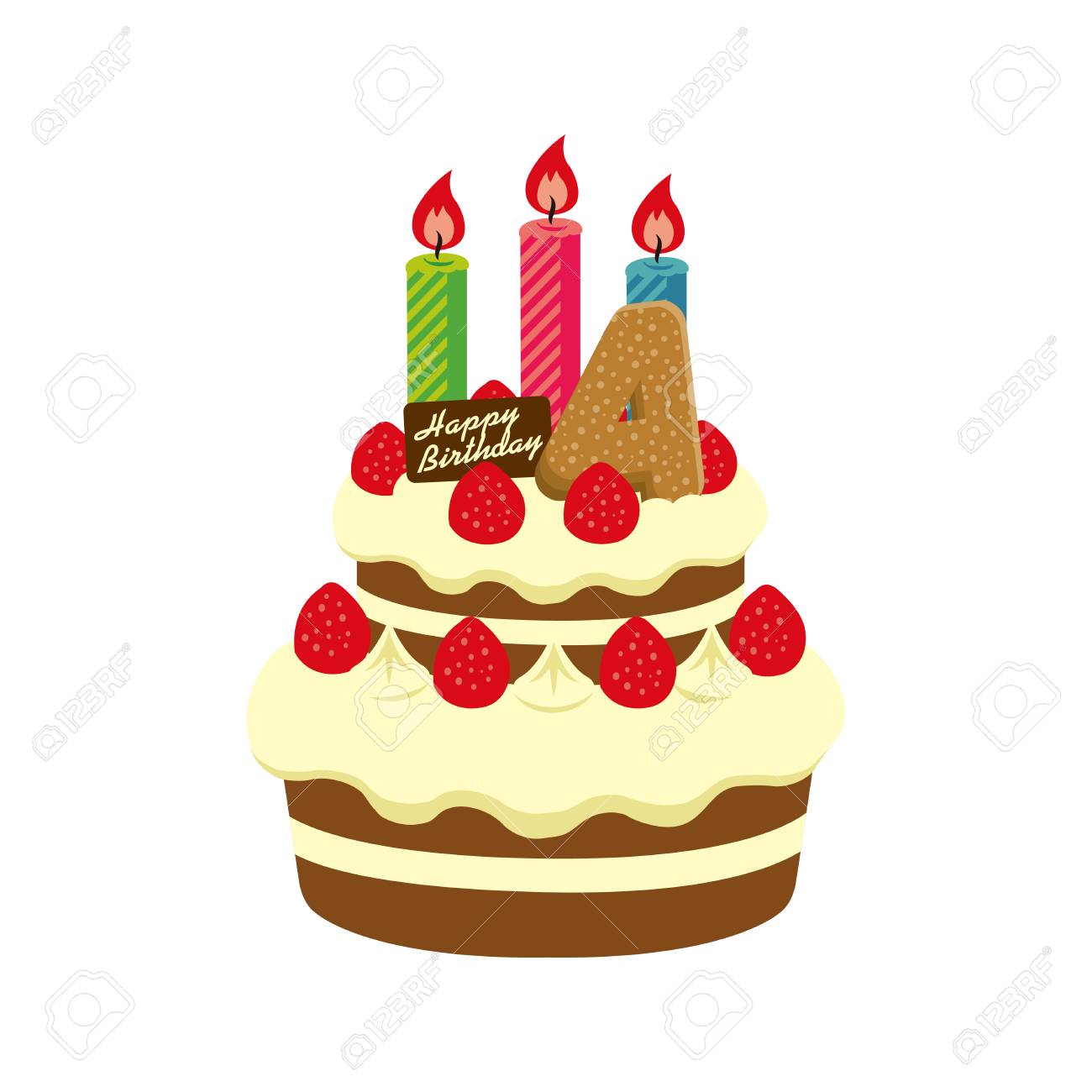 Birthday Cake Illustration For 4 Years Old Royalty Free Cliparts Vectors And Stock Illustration Image 117188587