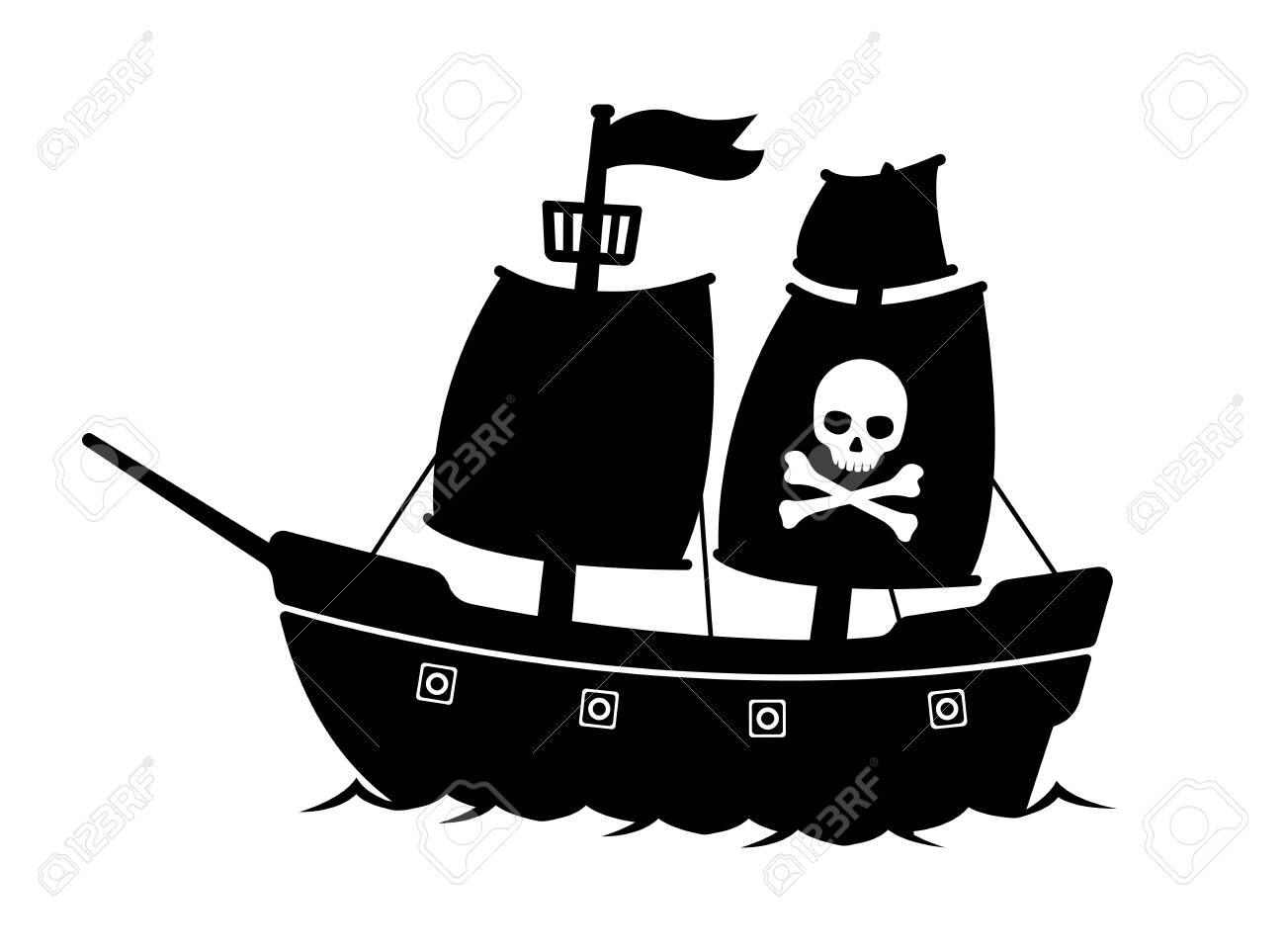 Cartoon Pirate Ship Flat Illustration Royalty Free SVG, Cliparts, Vectors,  and Stock Illustration. Image 127403573., image size:1300x963