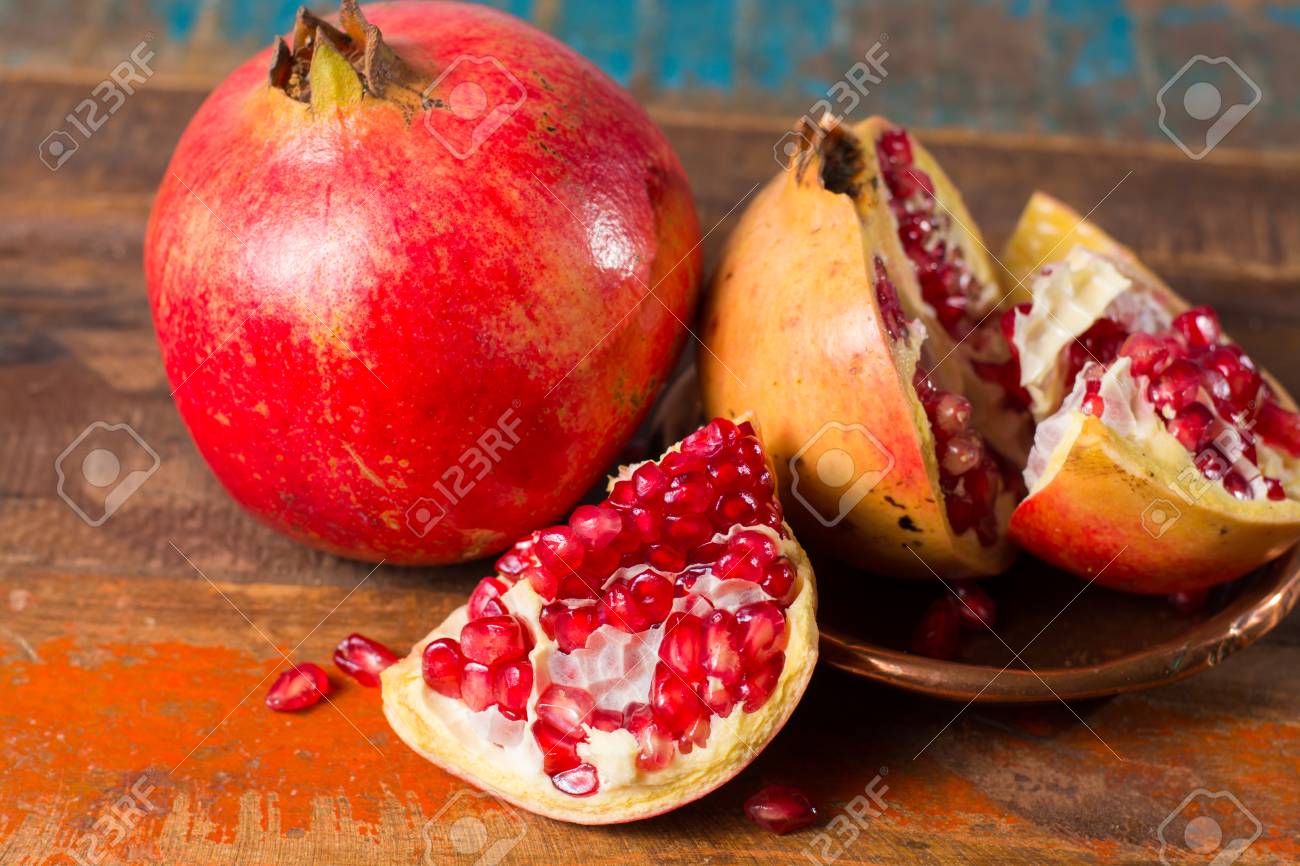healthy fruit red pomegranate rich of vitamin c also known stock