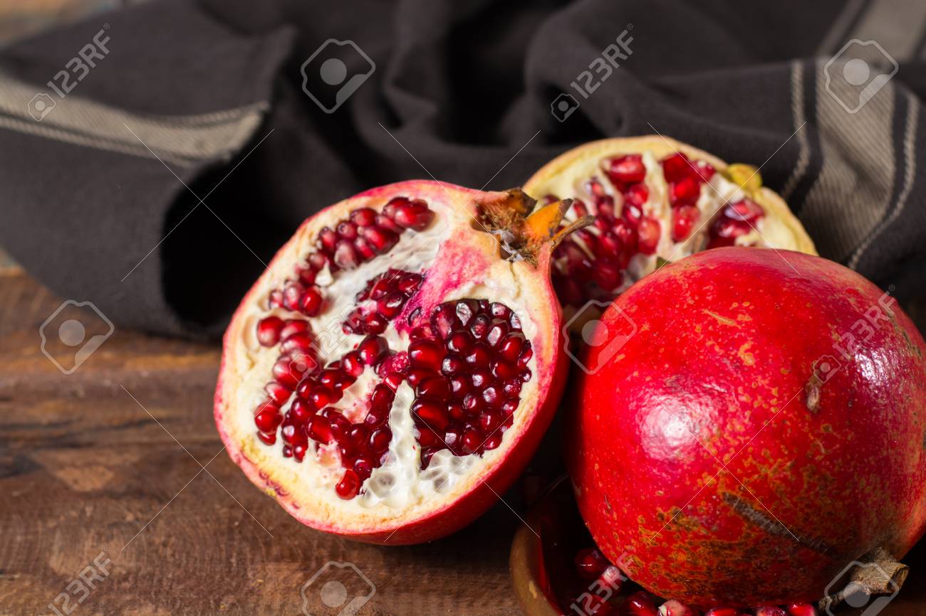 healthy fruit red pomegranate rich of vitamin c also known stock