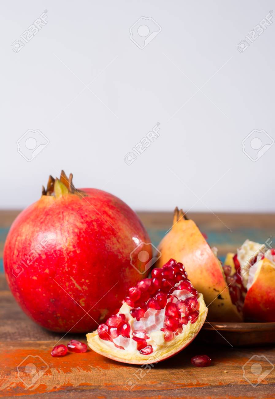 healthy fruit red pomegranate rich of vitamin c also known stock