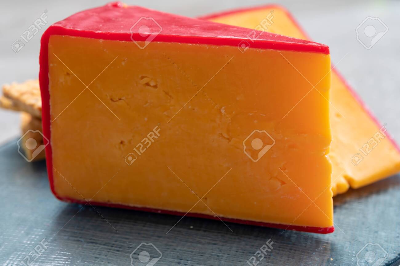 British Red Waxed Yellow Cheddar Cheese Close Up Stock Photo Picture And Royalty Free Image Image 146395000
