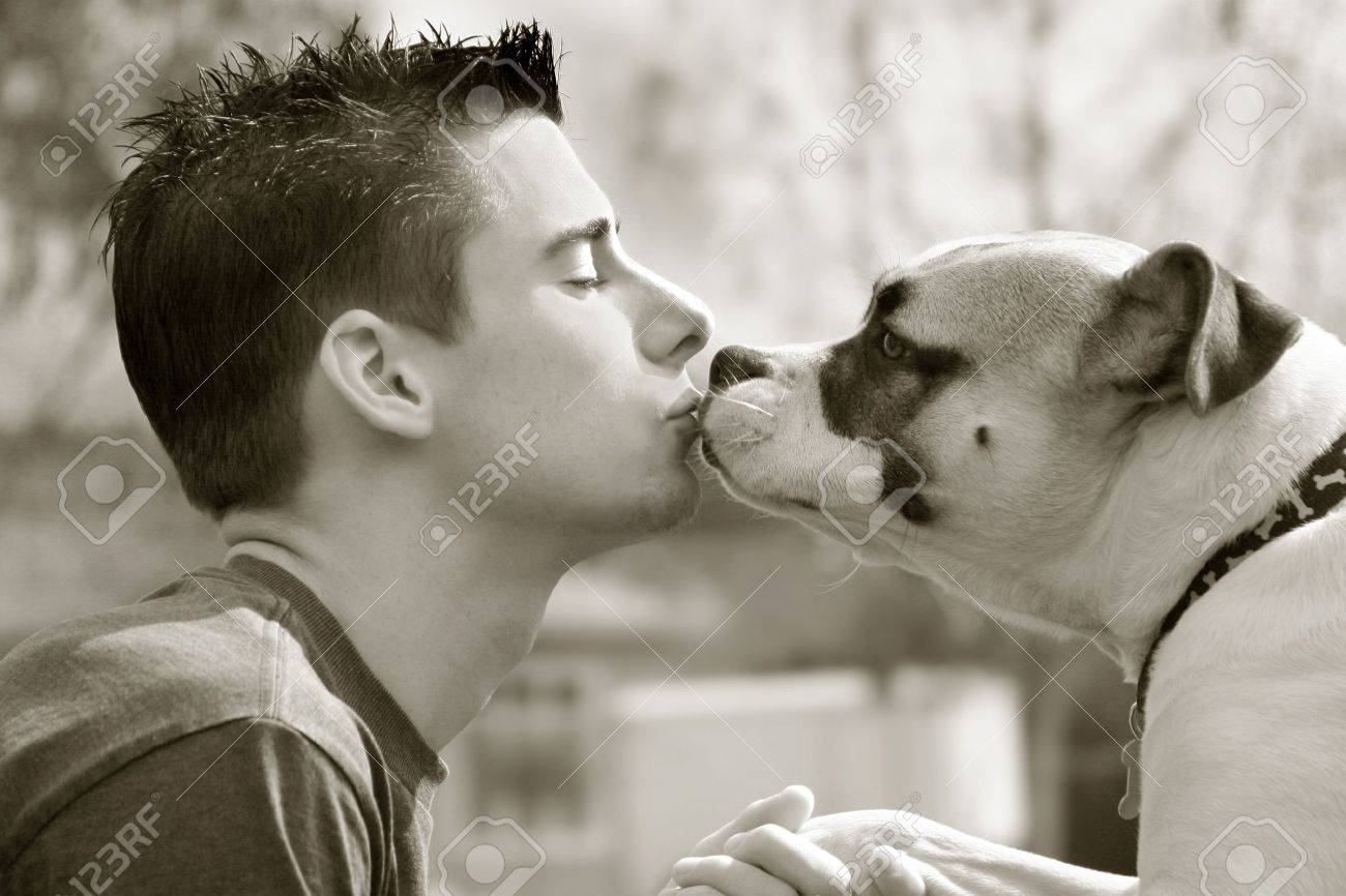 man kissing dog man kissing dog
