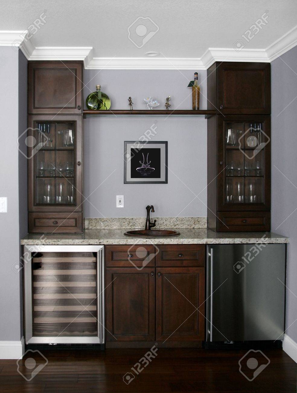 Details Of A Wet Bar In Modern House The Picture On The Wall
