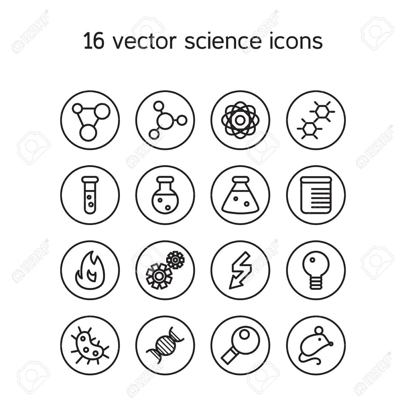 Science Set Icons. Laboratory Biology Symbols. Vector Royalty Free SVG,  Cliparts, Vectors, and Stock Illustration. Image 44082343., image size:1300x1300