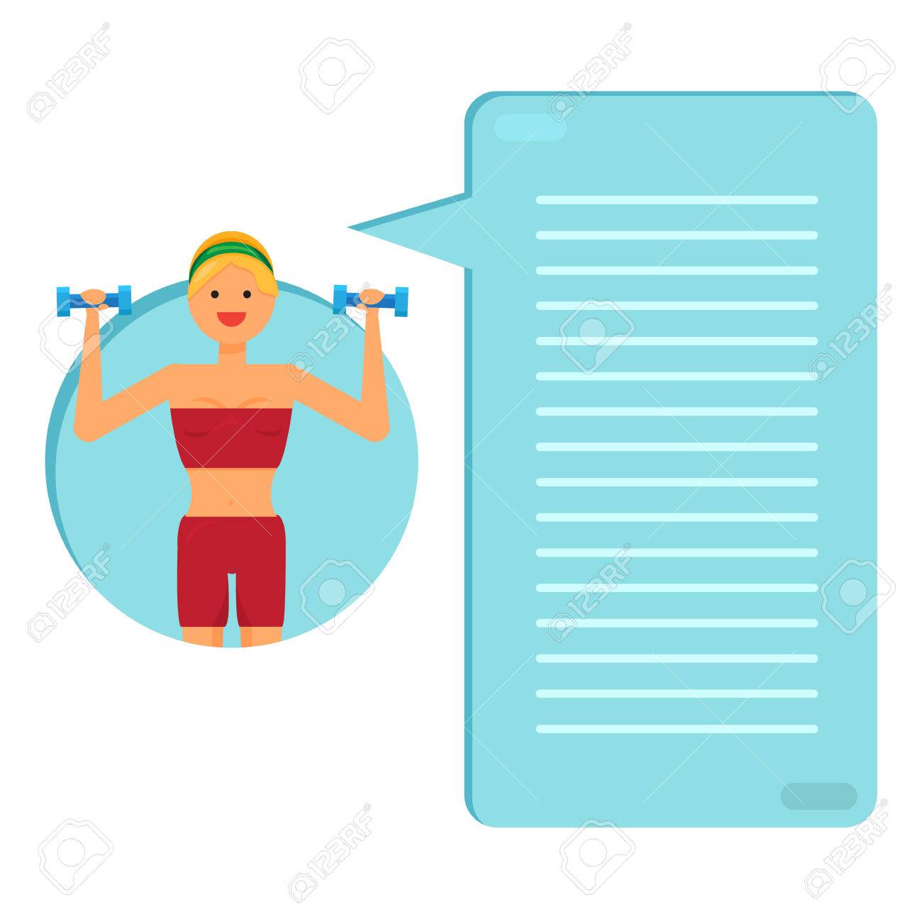 Gluckliche Fitness Madchen Mit Hanteln Sport Frau Denken Liste Vorlage Oder Leer Mit Sport Und Fitness Konzept Vektor Lizenzfrei Nutzbare Vektorgrafiken Clip Arts Illustrationen Image 48394664