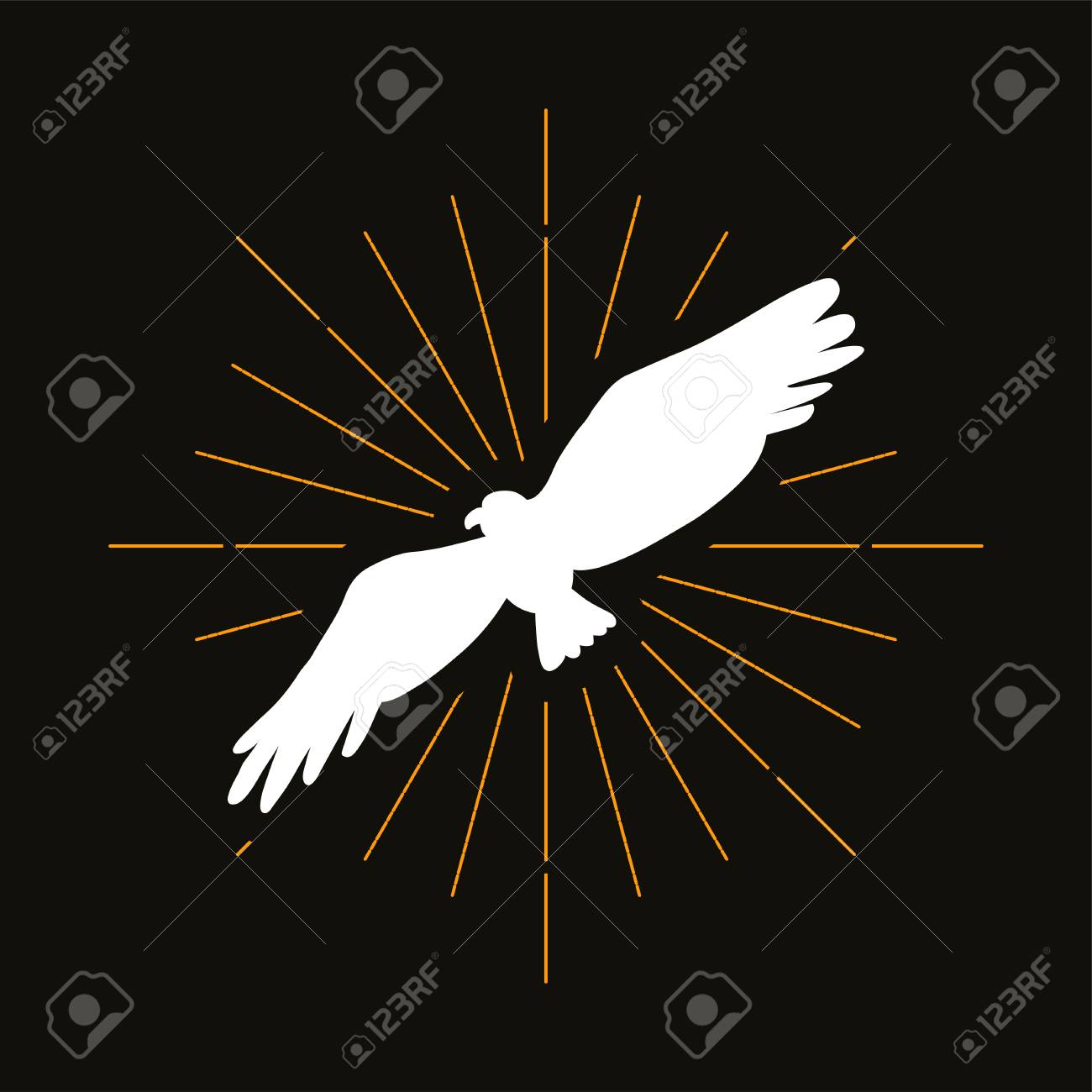 Retro Bird Of Prey Silhouette Flying Eagle Falcon Hawk Vector