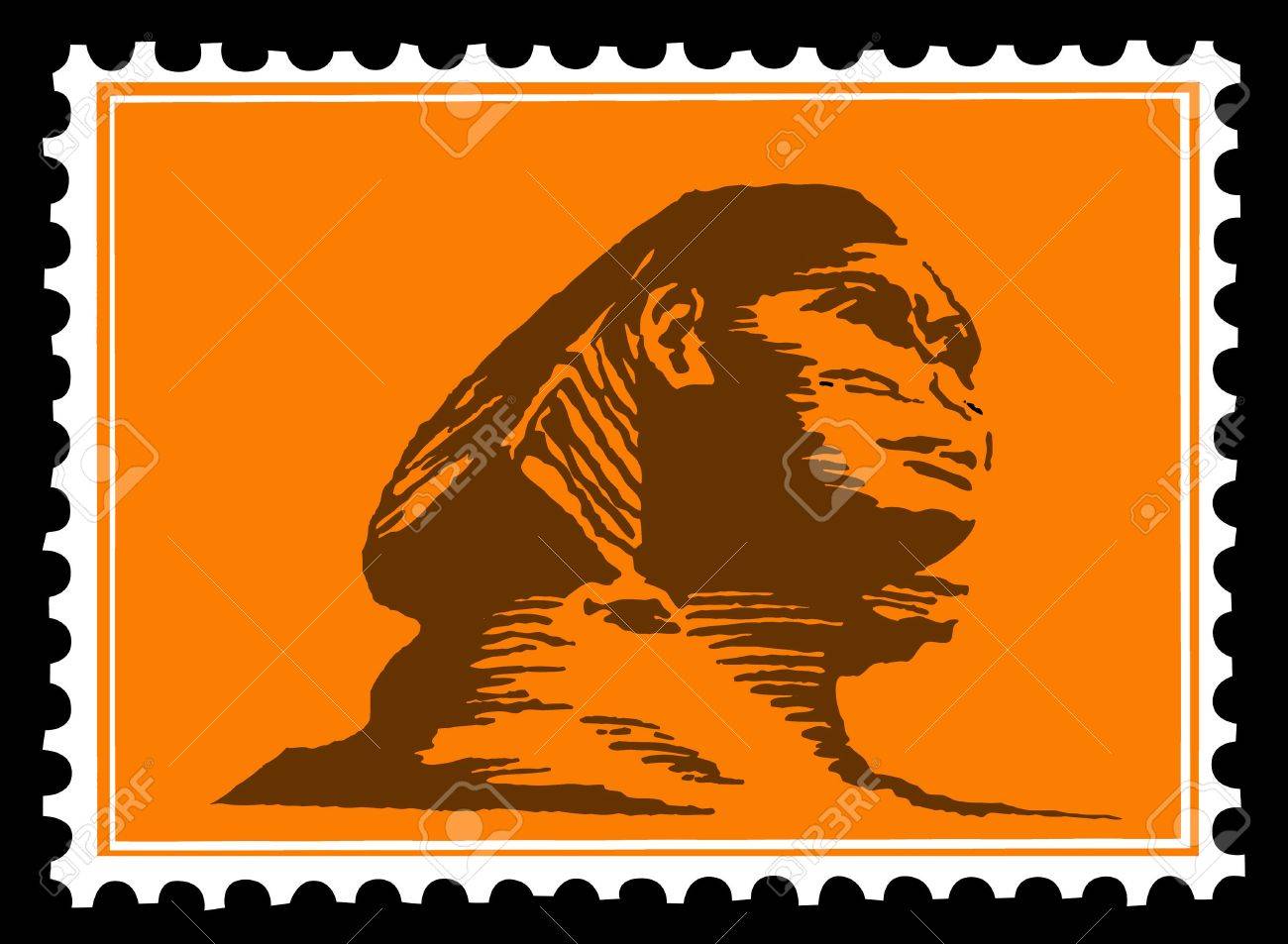 郵便切手のスフィンクスのシルエットのイラスト素材 ベクタ Image