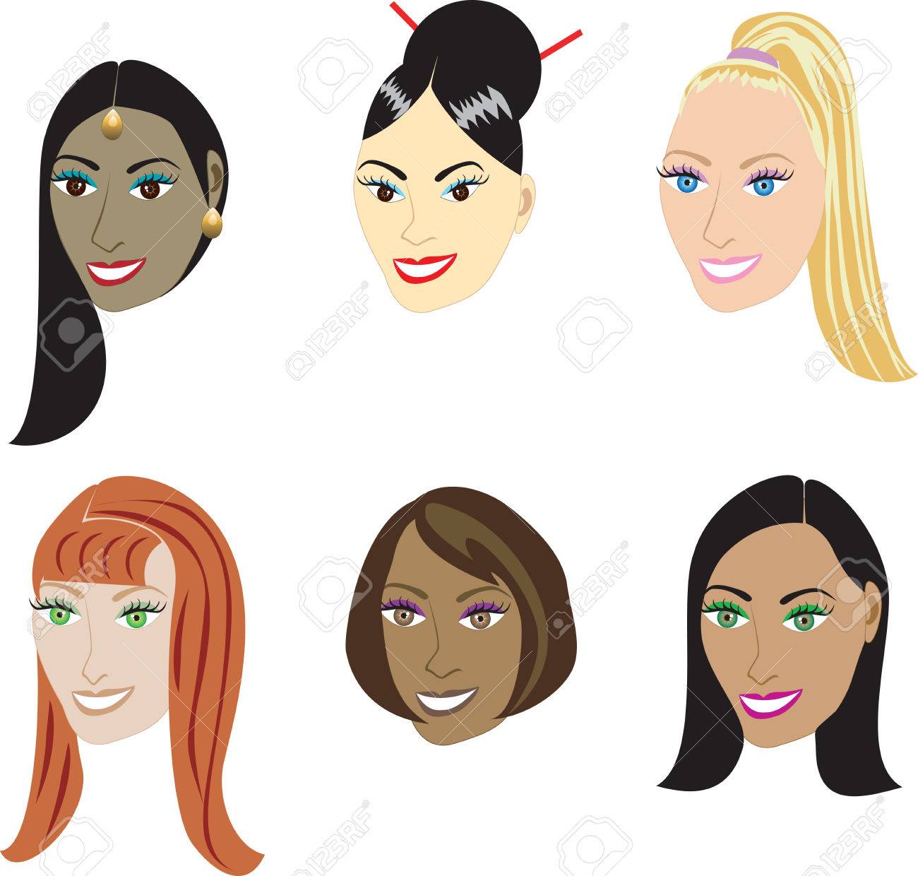 Vector Illustration Set Of 6 Types Of Straight Styles On A Diverse