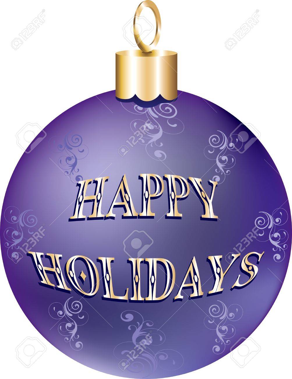 Illustration Of Purple Gold Happy Holidays Ornament Isolated