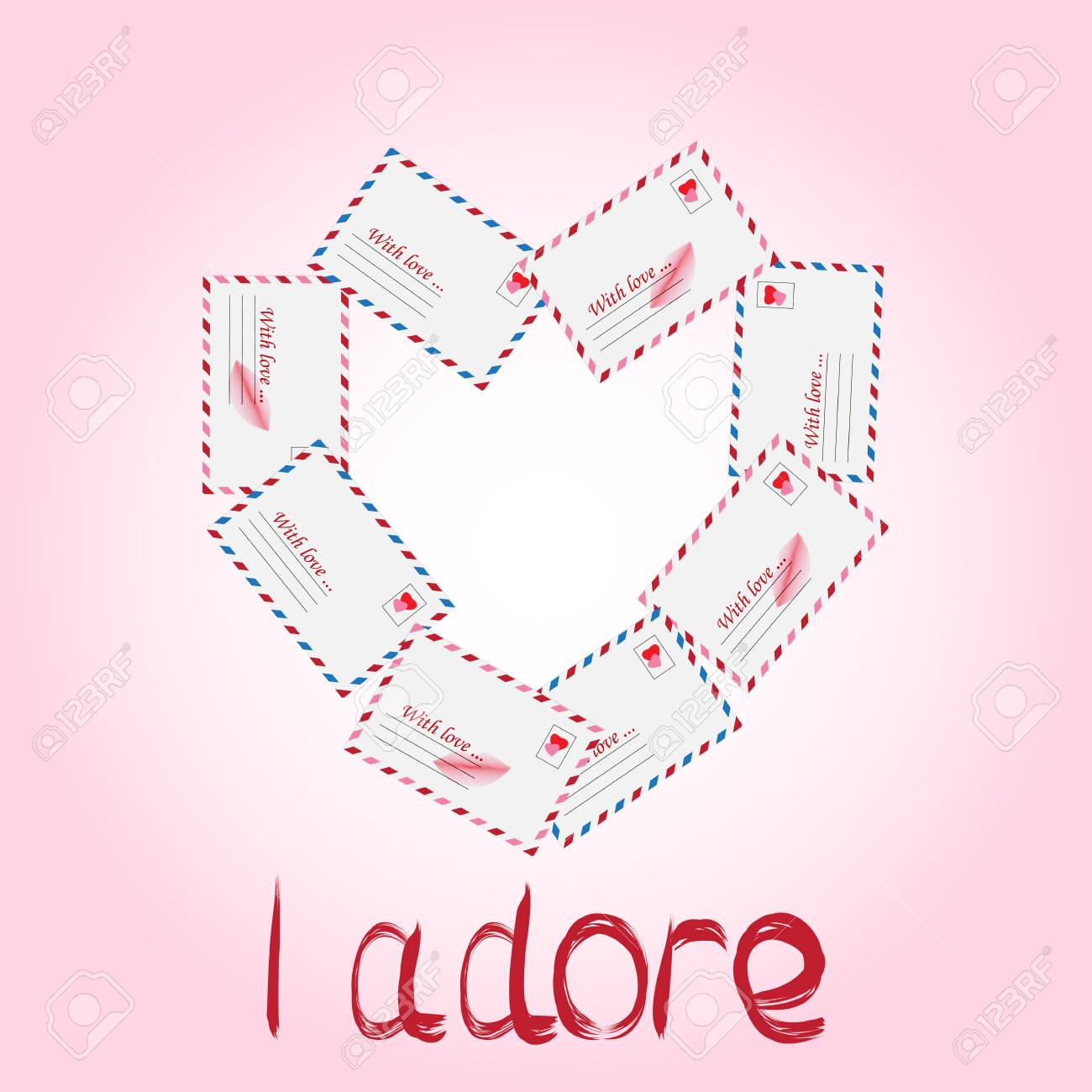 vector simple envelope with valentine card inside illustration