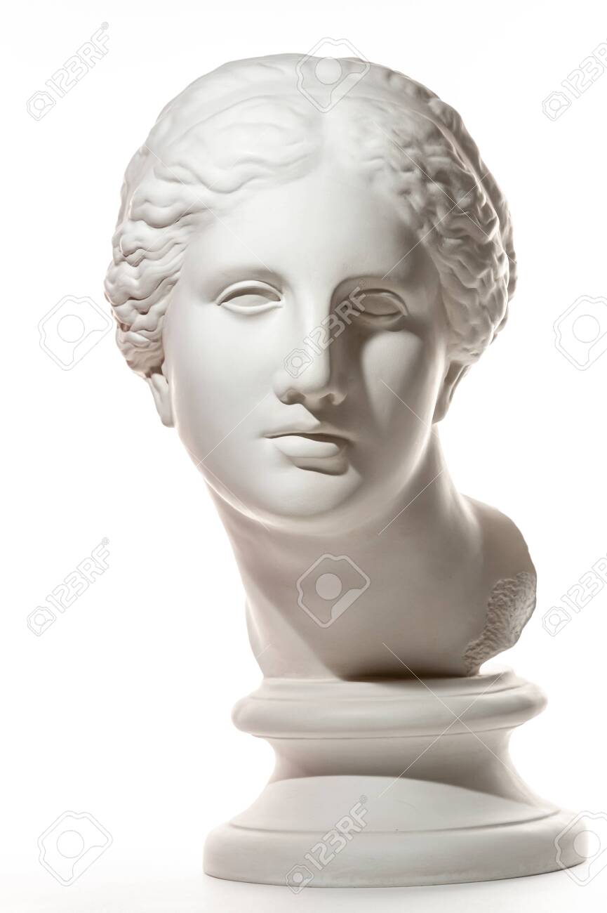 Gypsum Copy Of Ancient Statue Venus Head Isolated On White Background.  Plaster Sculpture Woman Face. Фотография, картинки, изображения и  сток-фотография без роялти. Image 147810589