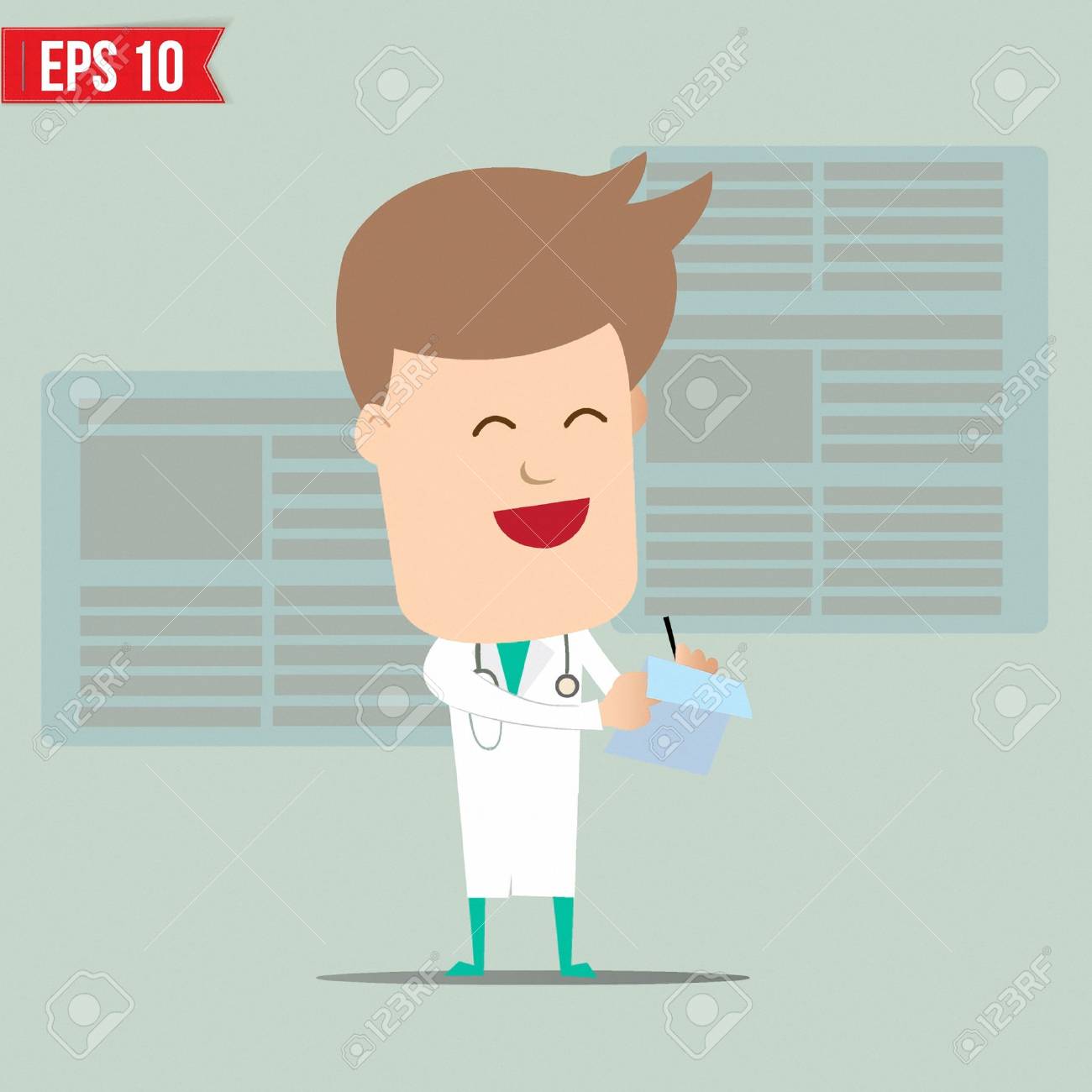 レポートを書く医者 ベクトル イラスト Eps10 のイラスト素材 ベクタ Image