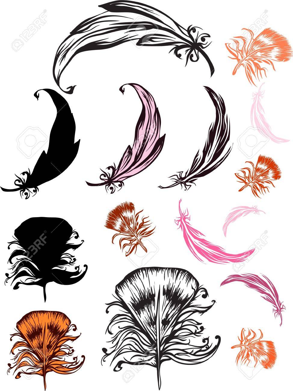 鳥の羽のシルエット のイラスト素材 ベクタ Image