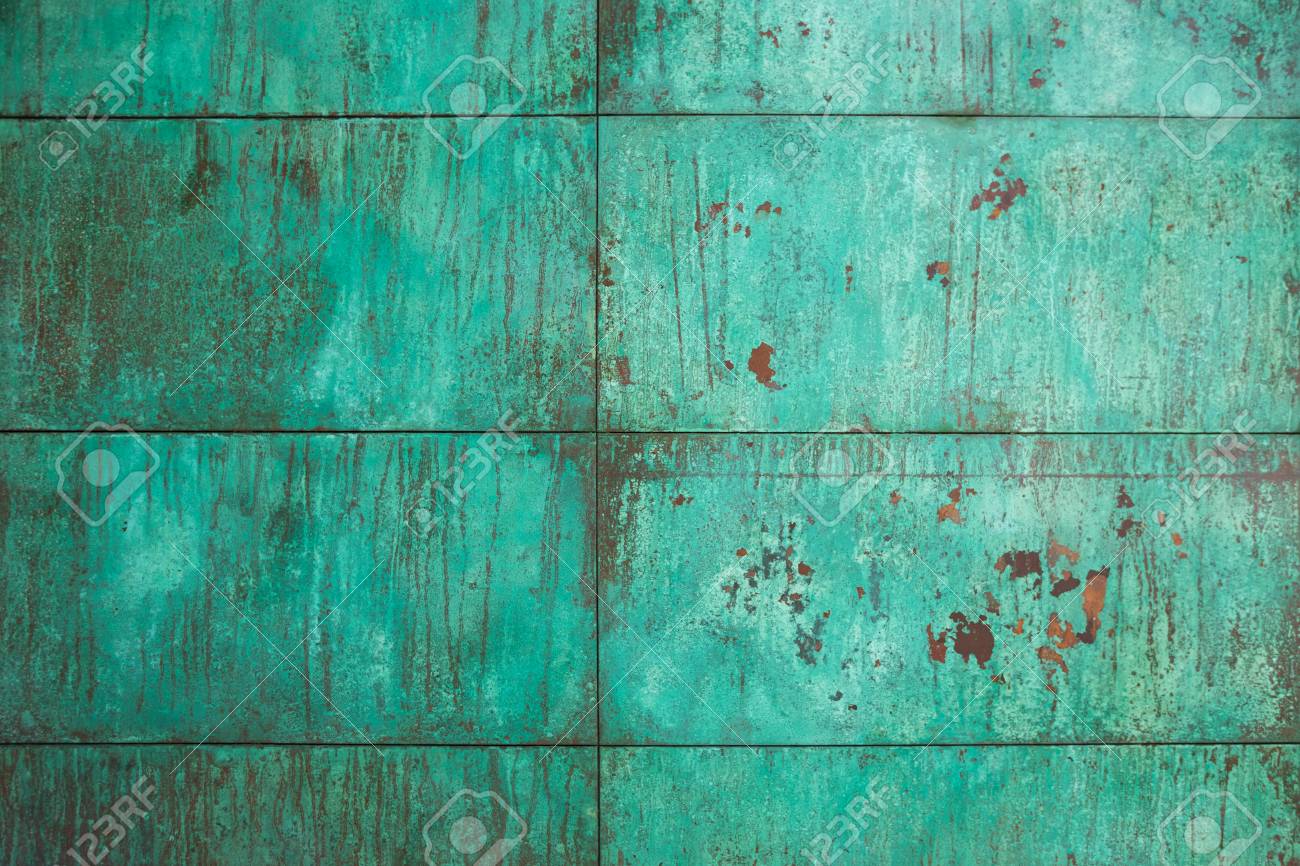 Weathered, Oxidized Copper Wall Structure In Green Stock Photo, Picture and  Royalty Free Image. Image 94270696., image size:1300x866