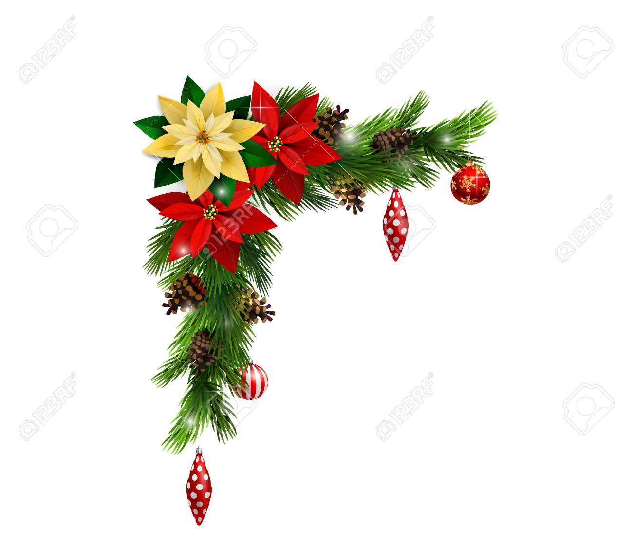 Christmas Corner Decoration With Evergreen Trees Royalty Free Cliparts Vectors And Stock Illustration Image 88056798