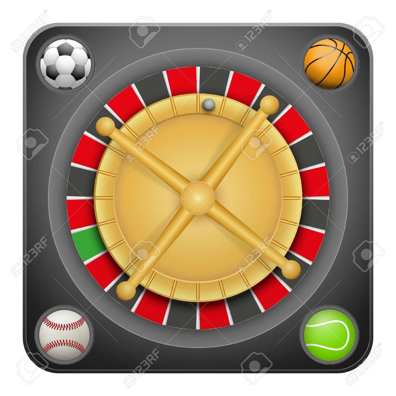 スポーツ賭博サッカー、野球、テニス ボールのシンボル黒ルーレット カジノ。明るいブック メーカーの興奮をギャンブルのアイコン。ベクトル  イラスト。のイラスト素材・ベクター Image 27958504