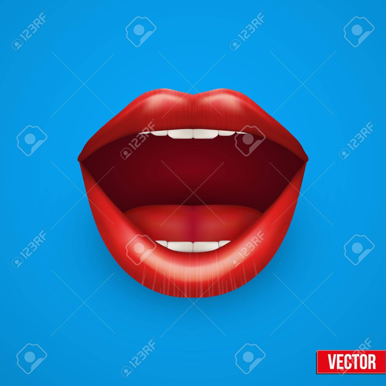 梨花の口開いている赤い唇の背景 ベクトル イラスト 白い背景で隔離されました のイラスト素材 ベクタ Image