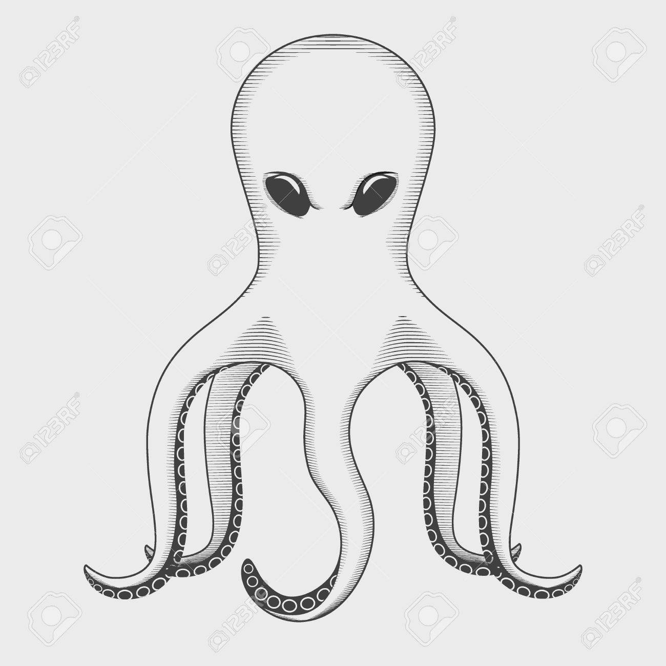 彫刻の様式でタコのシンボルです シンプルなグラフィック ベクトル イラスト のイラスト素材 ベクタ Image 35374768