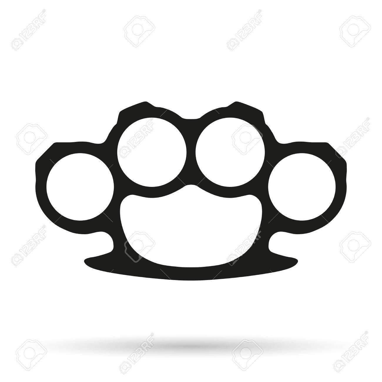Brassknuckles のシルエットのシンプルなシンボルです 犯罪のナックル ダスター サック 白い背景で隔離の図 の写真素材 画像素材 Image