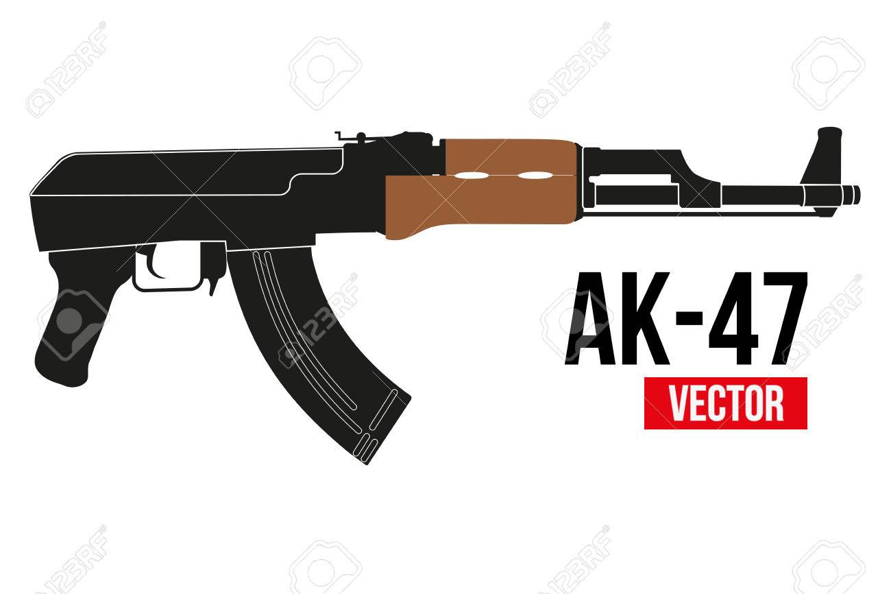 ロシアの自動自動小銃 ak 47 フラットなシルエット スタイルで ベクター