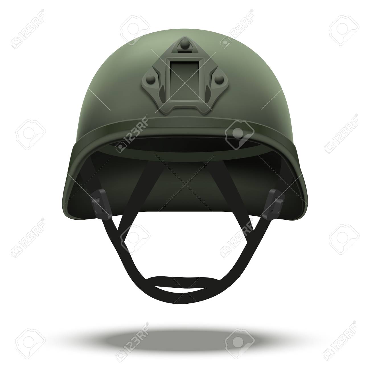 迅速な反応の軍の戦術的なヘルメット 緑の色 防衛の軍隊と警察のシンボルです 白い背景のイラスト分離されました 編集可能です の写真素材 画像素材 Image
